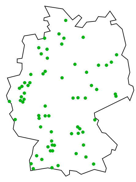 Deutschlandkarte mit den beteiligten Städten